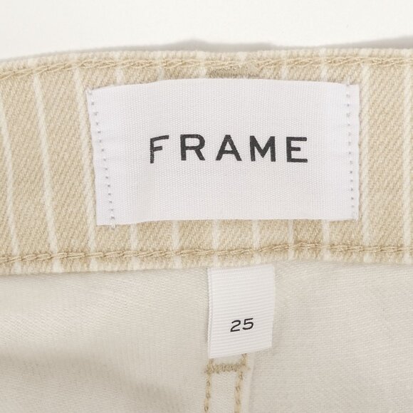 FRAME Le Jane Crop Tan & White Stripe Denim Jeans Size 25 - Picture 8 of 11